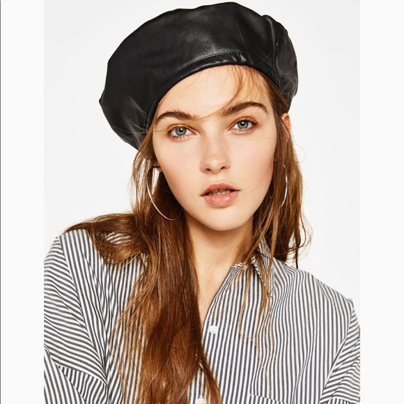 leather beret cap